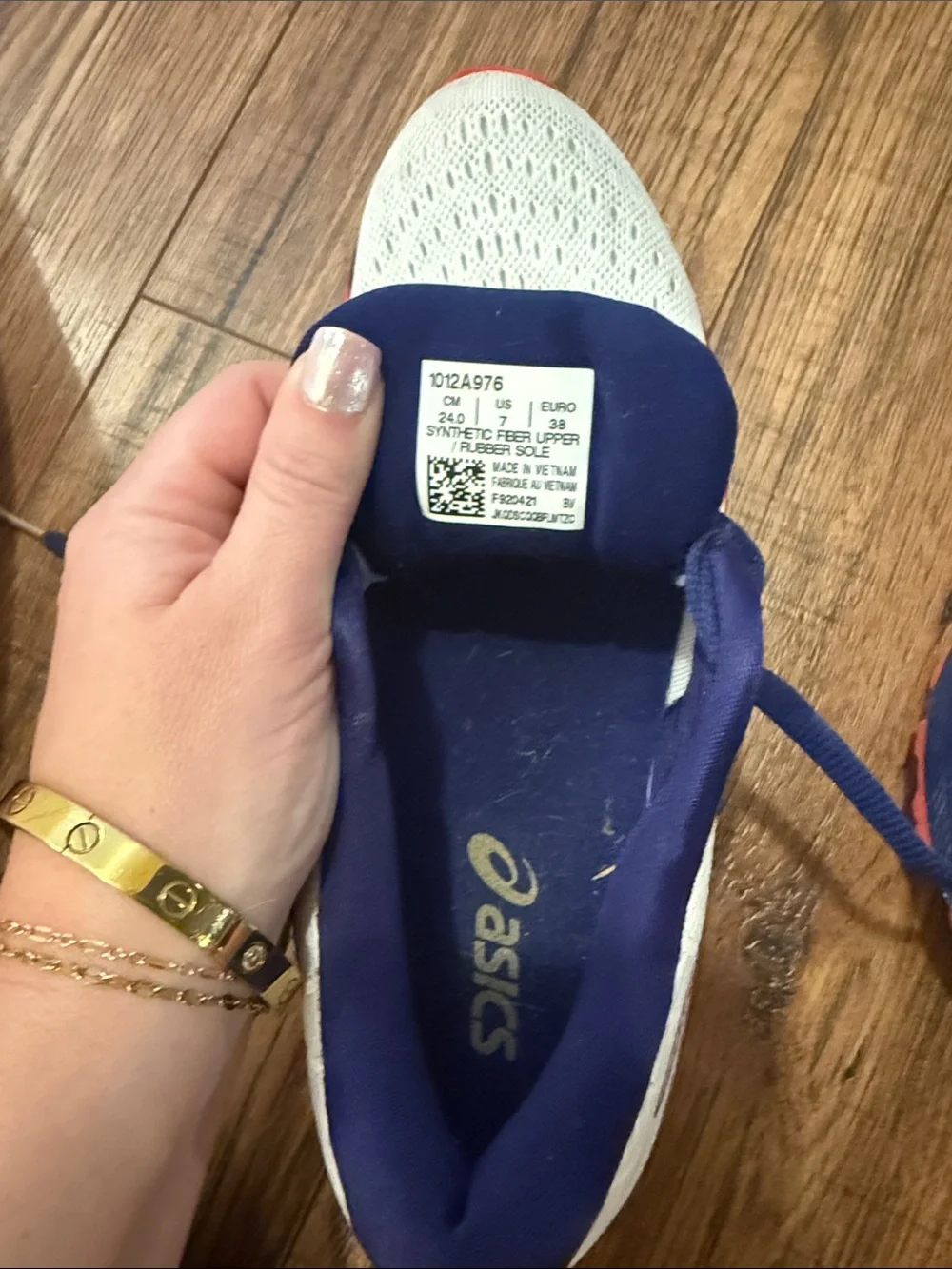 Asics Kids White Navy and Red Performance Sneakers